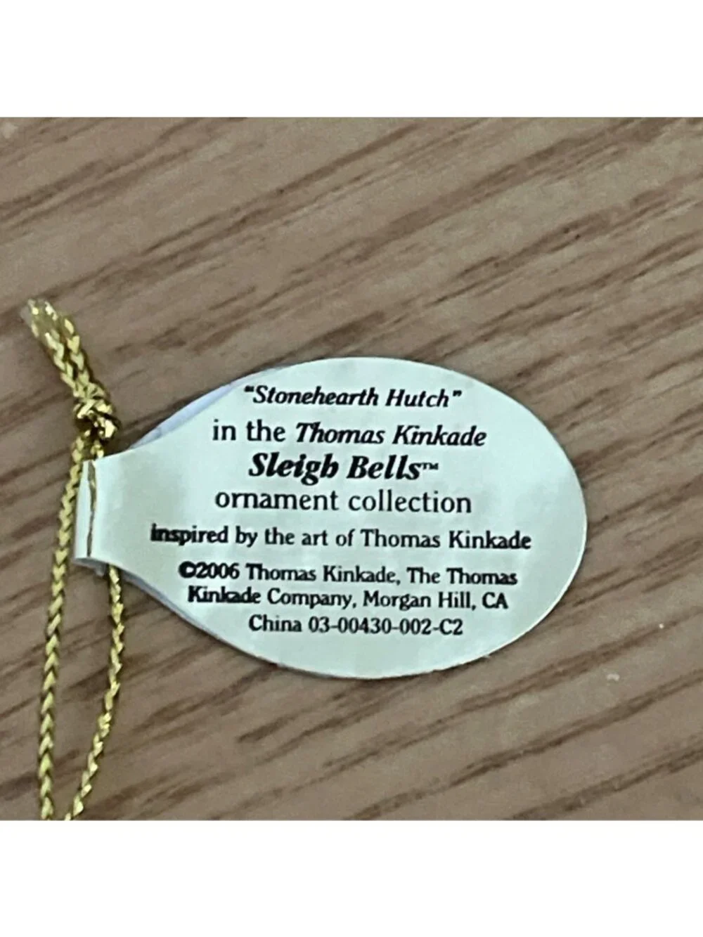 Thomas Kinkade Stonehearth Hutch Sleigh Bells Christmas Ornament Collection 2006